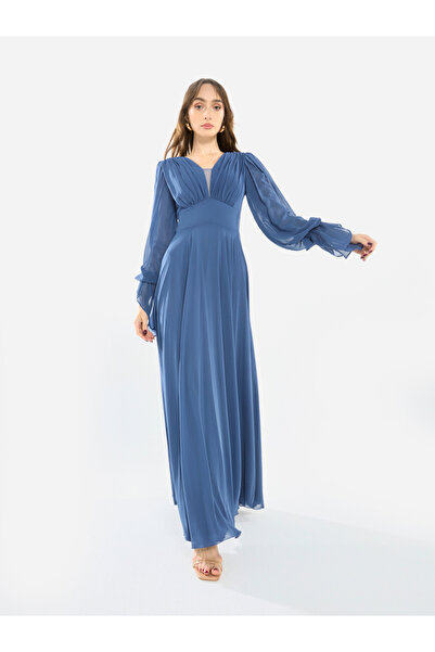 House of Moda By Styli Women Pleated Chiffon Maxi Dress