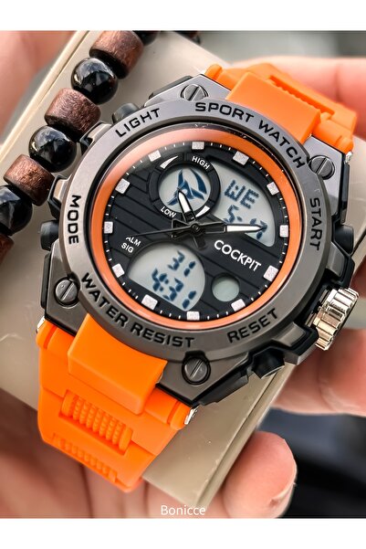 Cockpit Marka Deniz Kullanımına Uygun,Işıklı,Kronometreli, Turuncu Dijital Er...