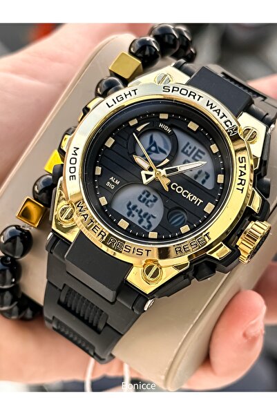 Cockpit SPOR, Deniz Kullanımına Uygun,Işıklı,Kronometreli, Sarı Dijital Erkek...