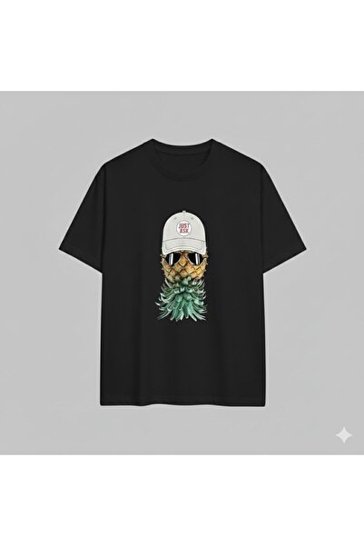 CLASSY.MODA Tricou oversize unisex cu imprimeu ananas, cu ochelari și pălărie