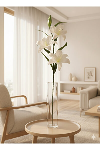 BUKET X Yapay Zambak 3 Başlı Lilyum 100 cm Zerafet Rüzgarı