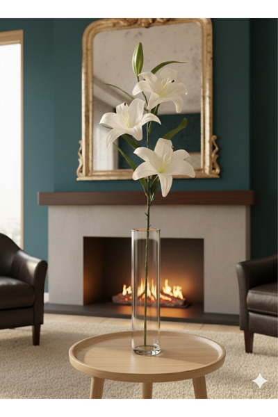 BUKET X Yapay Zambak 3 Başlı Lilyum Zerafet Rüzgarı