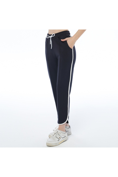 ASN concept Women's Navy Blue Color Slit Long Pants with Front Çima Stitching...