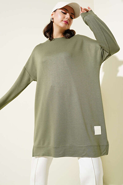 Smy moda Women's Crystal Modal Transitional Loose Crew Neck Embroidered Tunic