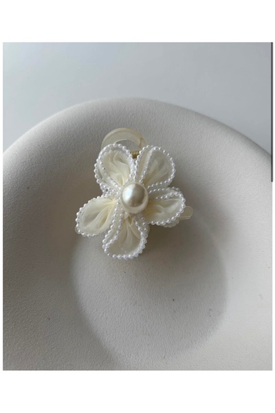 Zeyn İncili Çiçek Desen Büyük Boy Mandal Toka