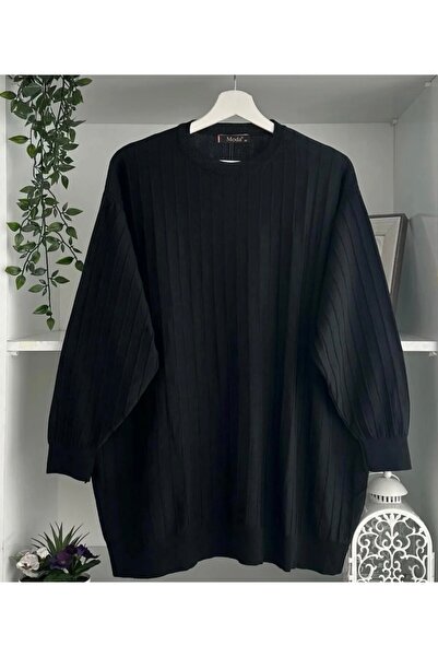 KEVRA Kadın Fitilli Dokulu Oversize Yarasa Kol Tunik