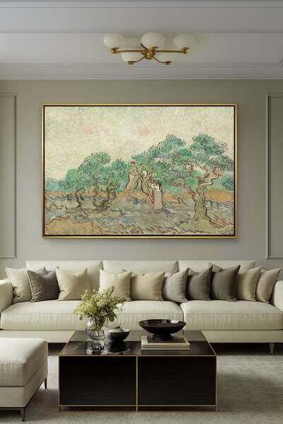 Wallivo Vincent van Gogh Zeytin Bahçesi Gold Metal Çerçeveli Kanvas Tablo