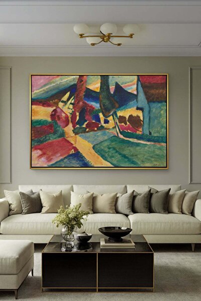 Wallivo Vasily Kandinsky İki Kavak Ağaçlı Manzara Gümüş Metal Çerçeveli Kanva...
