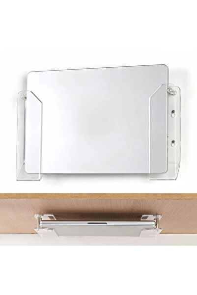 Zilvana Wall Mountable Laptop Stand, under Desk, Clear Acrylic, Compatible wi...
