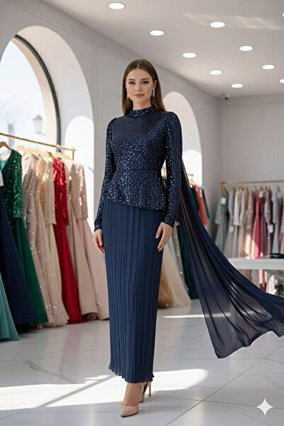 Ayşe Tesettür Tesettür Giyim Nisa Pul Payet Alt Kısım Şifon Kumaş Elbise Tese...