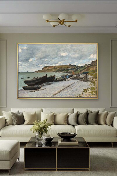 Wallivo Claude Monet Sainte-Adresse Gold Metal Çerçeveli Kanvas Tablo