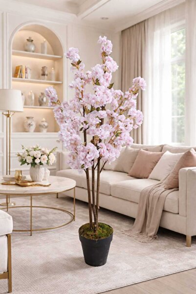 MAKİ DEKOR YAPAY LÜKS SAKURA 150 CM BOYUNDA 3 GÖVDELİ DEKORATİF EV VE OFİS AĞACI