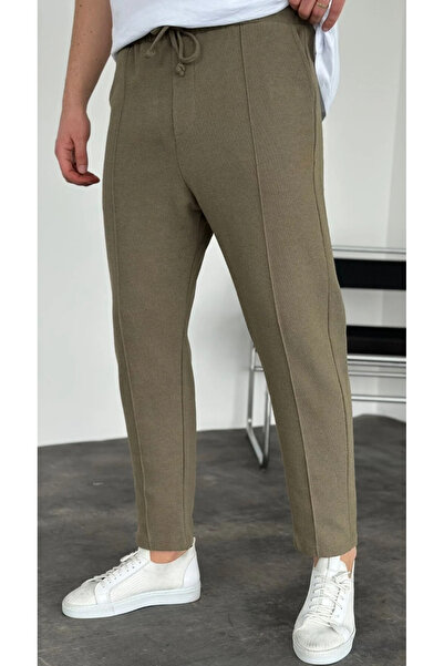Kaizer Jeans Boyfriend Erkek Dikişli Waffle Kumaş Lastikli Bel Haki Jogger