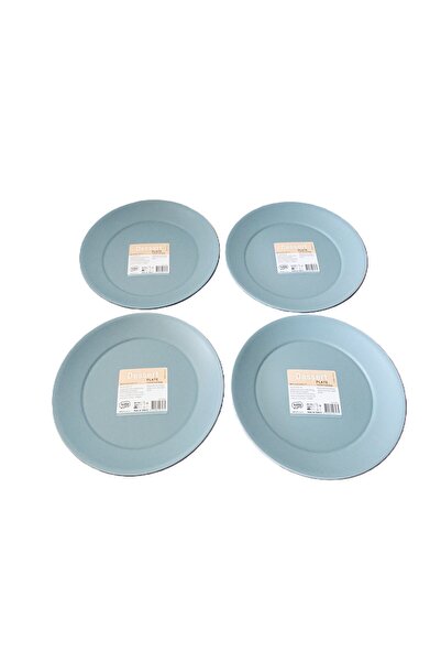 HOBBY LİFE 4 'lü Plastik Yuvarlak Pasta Tabağı -Pastel Mavi