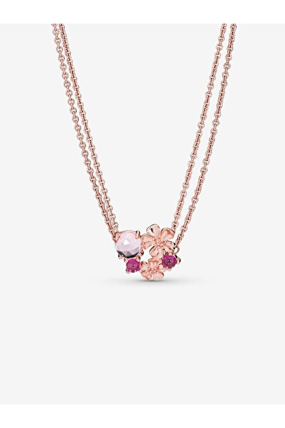 missamori 925 Ayar Gümüş Rose Gold Şeftali Çiçeği Kolye