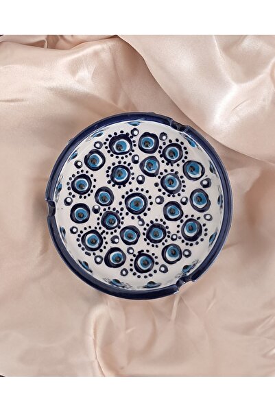 Artiser El Yapımı Nazar Boncuk Dekorlu Seramik Küllük, Handmade Ceramic Ashtray