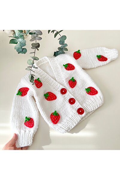 Alis Baby Collection Çilekli Hırka / Kız Çocuk Hırkası / Örgü Hırka