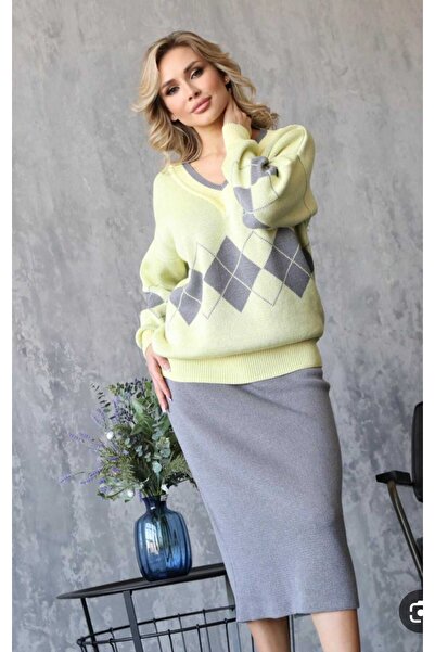 Abalı Yeni sezon triko 2li etekli Kadın Kışlık takım Durk park Fıstık model