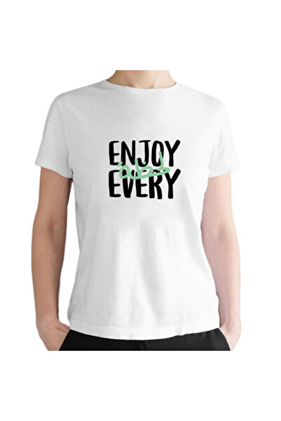 Printoot "Customizable" Enjoy Every Moment Green Script Unisex Cotton Shirt