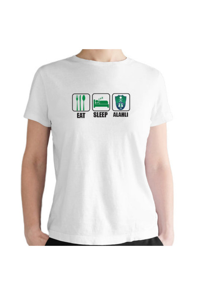 Printoot "Customizable" Eat Sleep Al Ahly Fan Green Shield Unisex Cotton Shirt