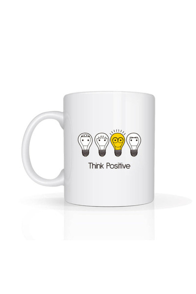 Printoot كوب "فكر بإيجابية" - هدية تحفيزية - كوب سيراميك للشرب