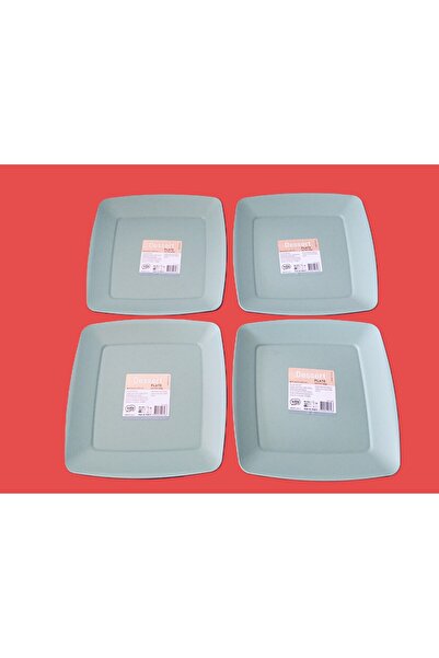 HOBBY LİFE 4'lü Kare Plastik Pasta Tabağı -20,5 x 20,5 x 1,8 (h) cm-Yeşil
