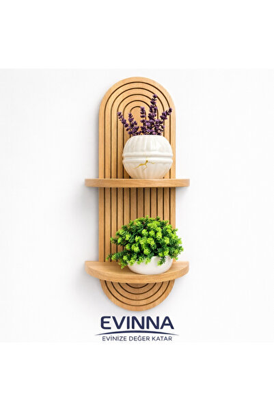 EVİNNA Industrial Living Ahşap Duvar Rafı – Ceviz Dekoratif Duvar Dekorasyonu