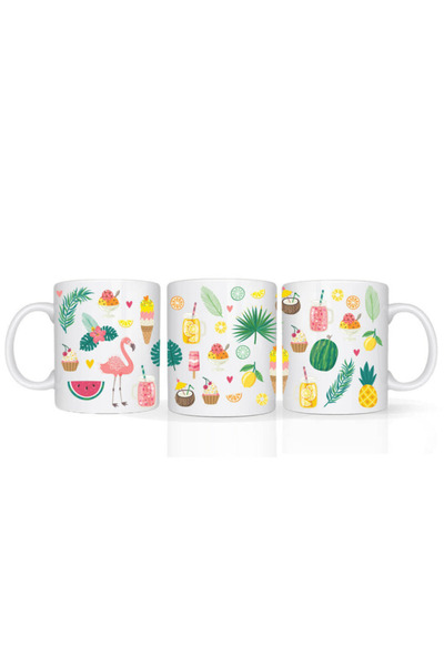 Printoot Customizable Summer Tropical Pattern Mug Flamingo Pineapple Gift Col...