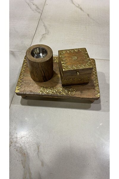 South house طقم مبخرة خشب منقوش نحاس