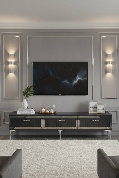 YUMEDİ DESİGN TSA1802AS - KEREM TV STAND , TV SEHPASI 180CM ANTRASİT-SİLVER