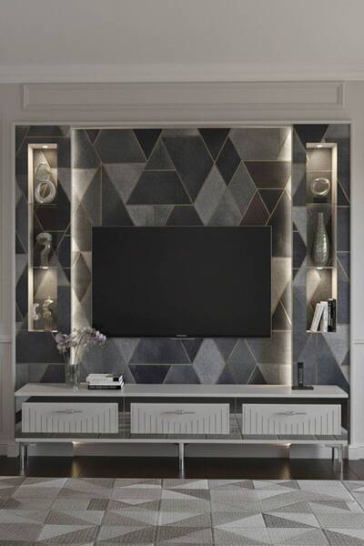 YUMEDİ DESİGN TSA1802BS - KEREM TV STAND , TV SEHPASI 180CM BEYAZ-SİLVER