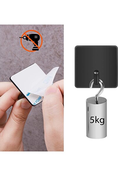 McMola خطافات أبواب سوداء ذاتية اللصق، عبوة من 4 قطع