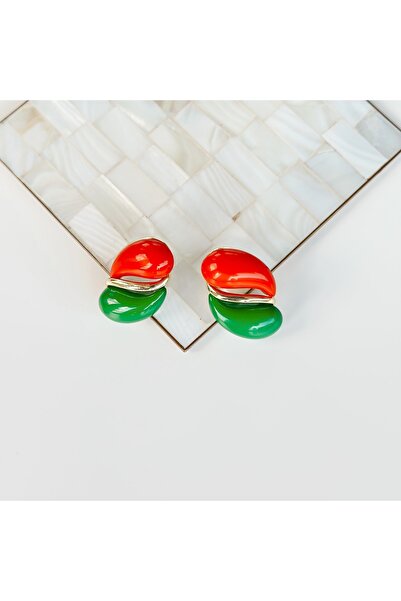 Vesce Atelier Red and Green Contrast Color Modern Earrings