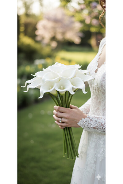 yapay çiçek evi 1ADET 8Lİ BEYAZ ISLAK GALA EV VAZO GELİN ÇİÇEĞİ