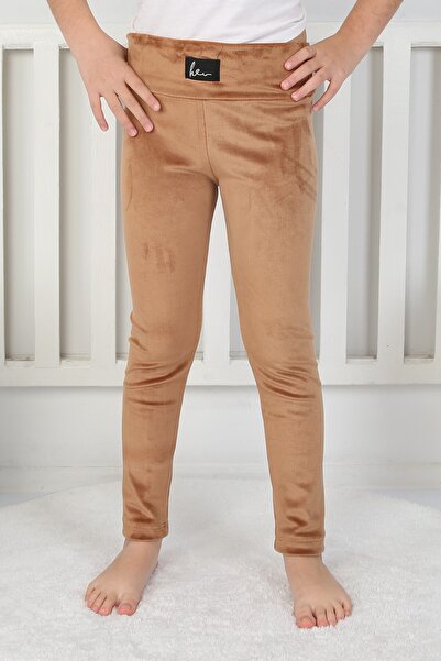 buğrahayalin Stretch Fabric Velvet Fabric Girls' Casual Leggings with Embroid...