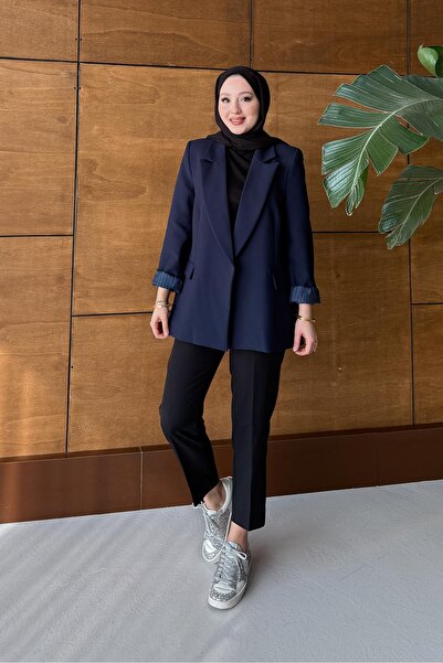 Rimel Moda New Blazer Jacket Navy Blue