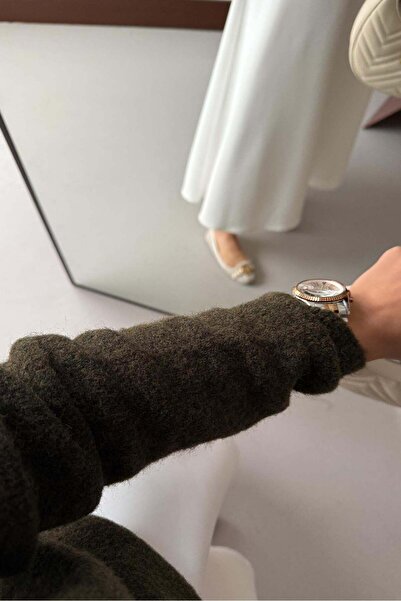 Rimel Moda Espana Şallı Triko Tunik Haki