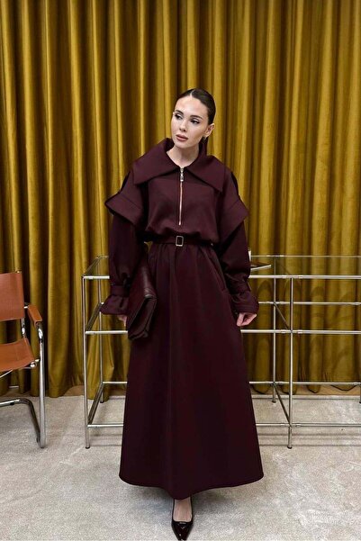 Rimel Moda فستان سوريلا أليري باللون الأحمر الداكن