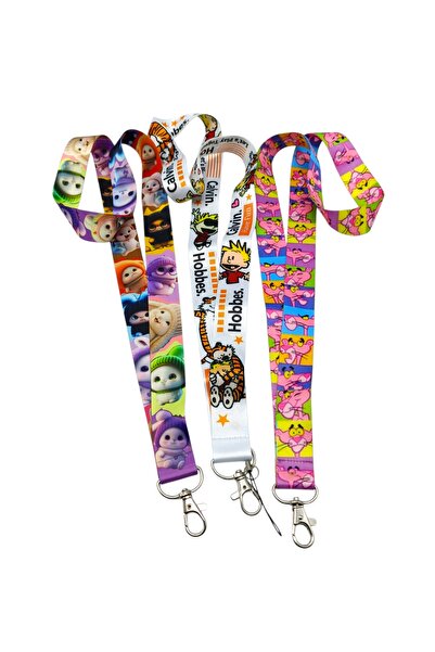 CİCCİBİCCİSHOP Renkli Sevimli Figür Desenli 3'lü Boyun Askı İpi – Düdük ve Ki...
