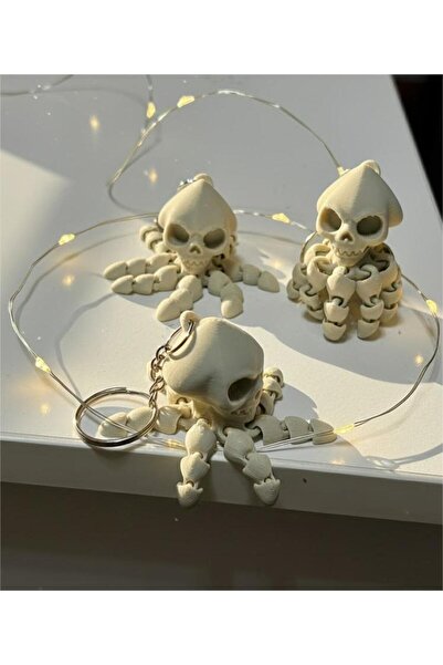 Nycruin3D Hareketli İskelet Ahtapot Anahtarlık 1 ADET- Çanta Süsü Charm, Hedi...