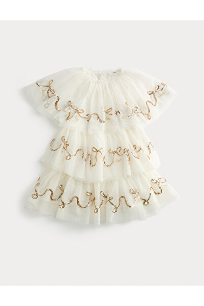 Marks & Spencer Pul Detaylı Tül Elbise (2-10 Yaş)