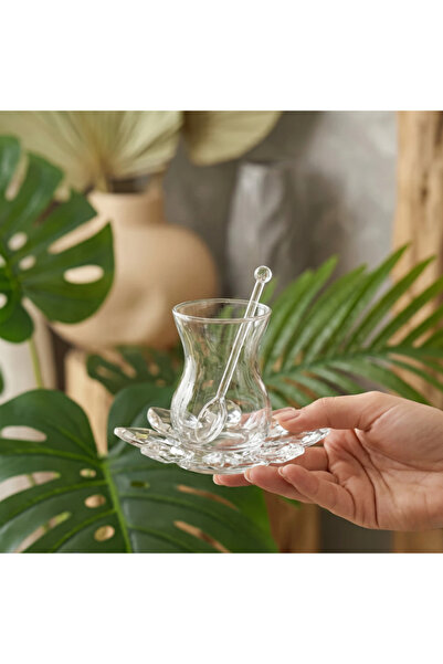 ASSA BAZAAR 18 Parça Kristal Çay Seti – İnce Belli 6 Kişilik Şık Çay Takımı