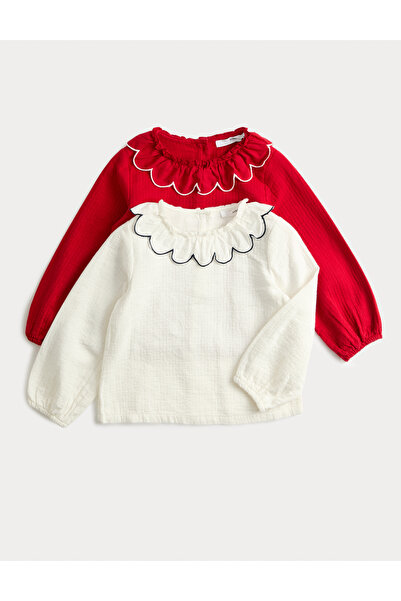 Marks & Spencer 2’li Saf Pamuklu Uzun Kollu Üst (2-10 Yaş)