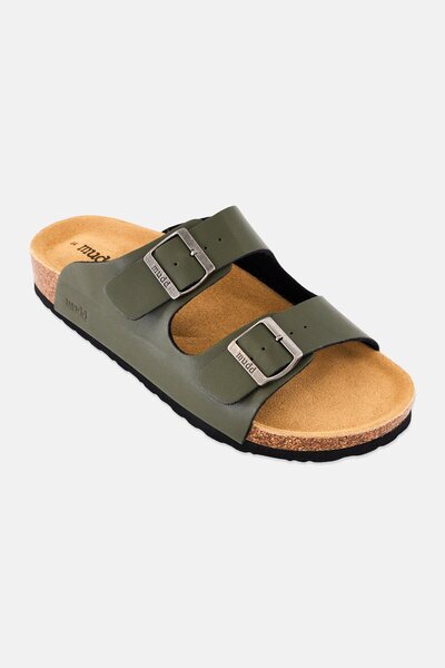 MUDD Men Slip On Cork Sandals, Olive