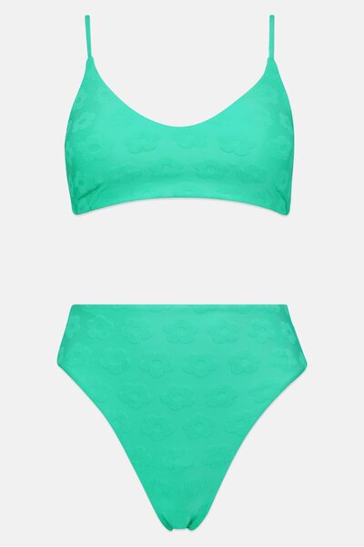 Hurley Women 2 Pieces Textured Non Padded Bikini Set, Green