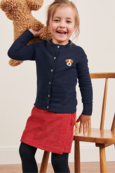 Tchibo Kids Girl Round Neck Embroidered Sweaters, Navy Blue