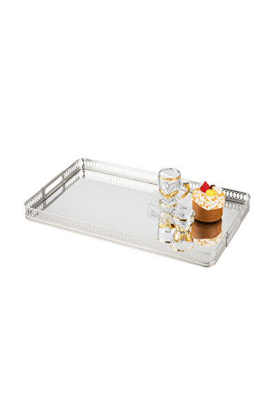 Dania ✨ Luxurious serving tray with a silver frame and elegant mirrored finis...