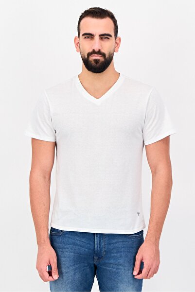 Frye Men 4 Pieces V-Neck Brand Logo Short Sleeve T-Shirt, White