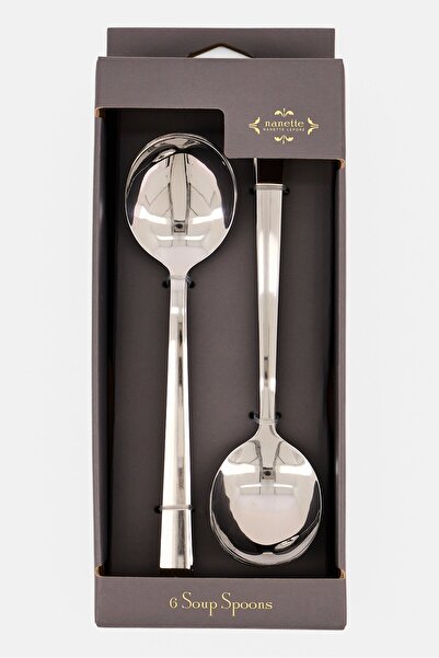 NANETTE LEPORE 6 Pieces Stainless Steel Soup Spoons, Silver
