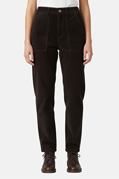 Reiko Women Regular Fit Washed Corduroy Pants, Black